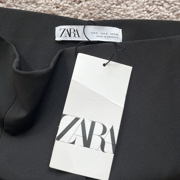 NWT ZARA Black High waist split hem leggings S - Picture 2 of 3